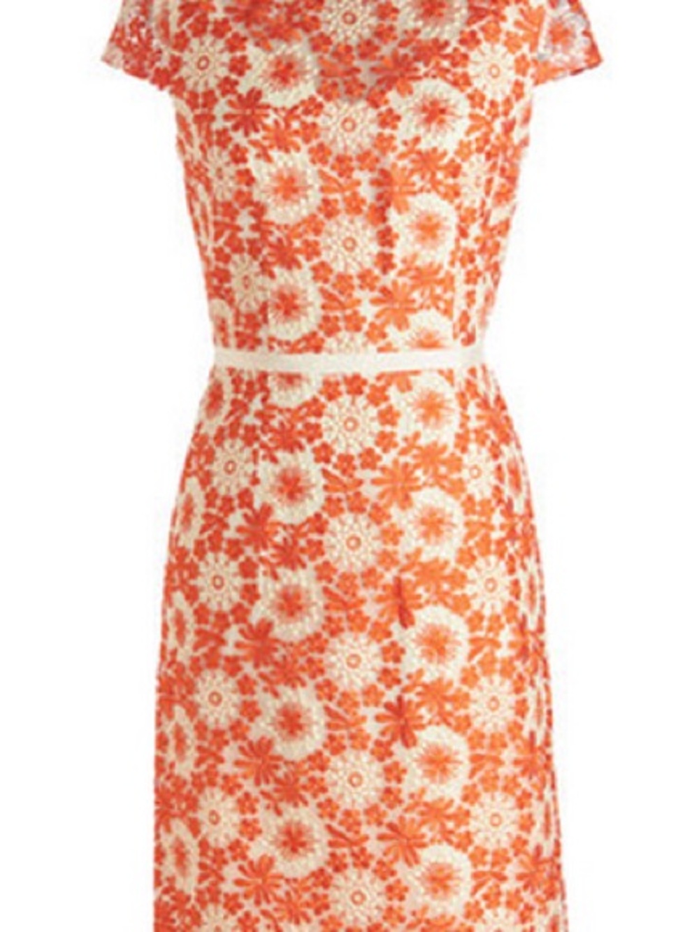 Muse Orange and Cream Floral Midi Dress